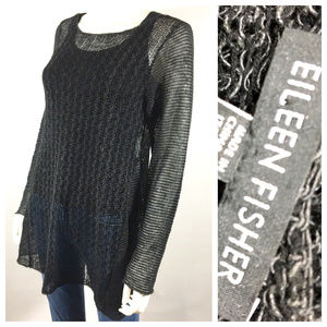 Eileen Fisher Open Knit Pullover sz S Black sweate